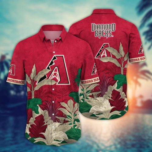 MLB Arizona Diamondbacks Hawaiian Shirt: Fan-Favorite Tropical Trees & Flowers Pattern
