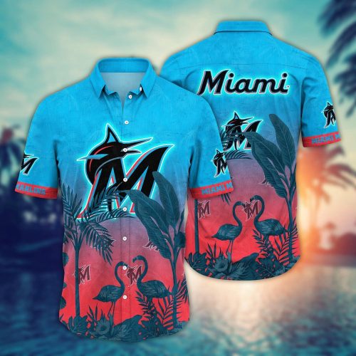 MLB Miami Marlins Hawaiian Shirt: Sunset Chase Gift for Fans