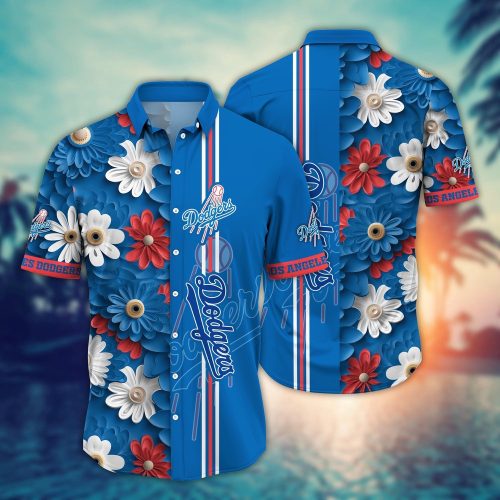 MLB Los Angeles Dodgers Hawaiian Shirt - Floral Finesse for Sports Fans