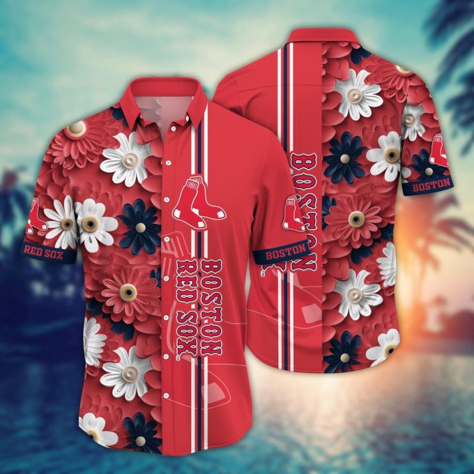 MLB Boston Red Sox Hawaiian Shirt – Floral Finesse for Sports Fans