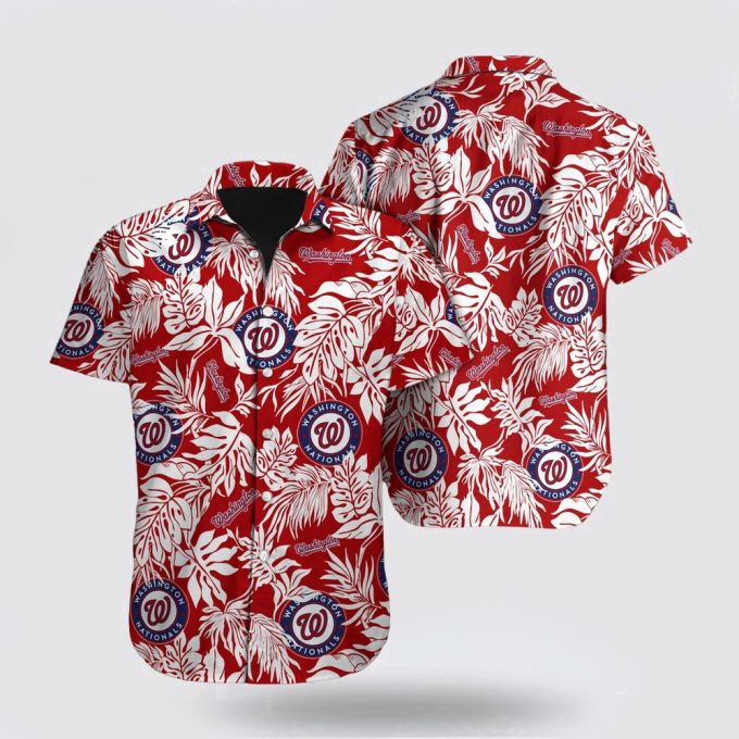 MLB Washington Nationals Hawaiian Shirt with Palm Leaf Pattern – Perfect for the Ultimate Fan