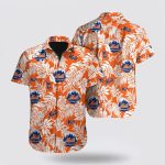 MLB New York Mets Hawaiian Shirt: Orange Tropical Fan Apparel