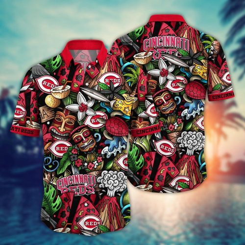 MLB Cincinnati Reds Hawaiian Shirt: Make a Style Statement with Flower Strike Design