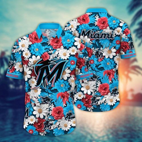 MLB Miami Marlins Hawaiian Shirt: Floral Fusion Fashion For Fans