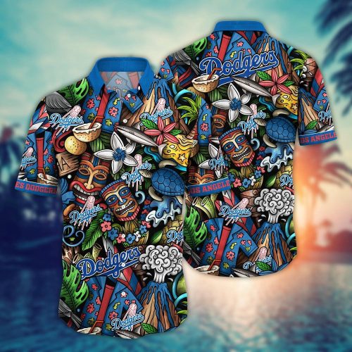 MLB Los Angeles Dodgers Hawaiian Shirt: Make a Style Statement with Flower Strike Design!