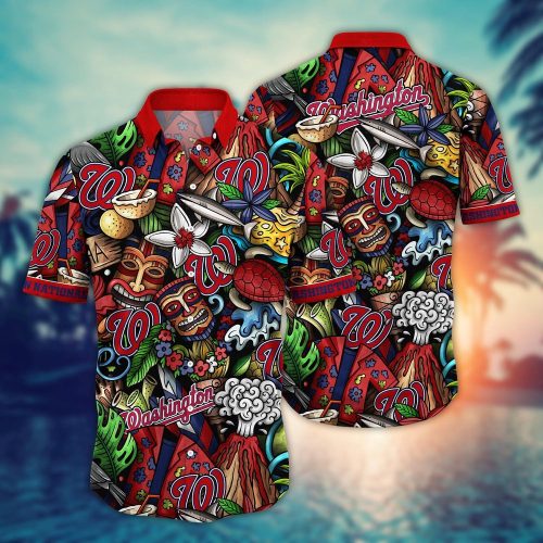 MLB Washington Nationals Hawaiian Shirt: Make a Style Statement with Flower Strike Design