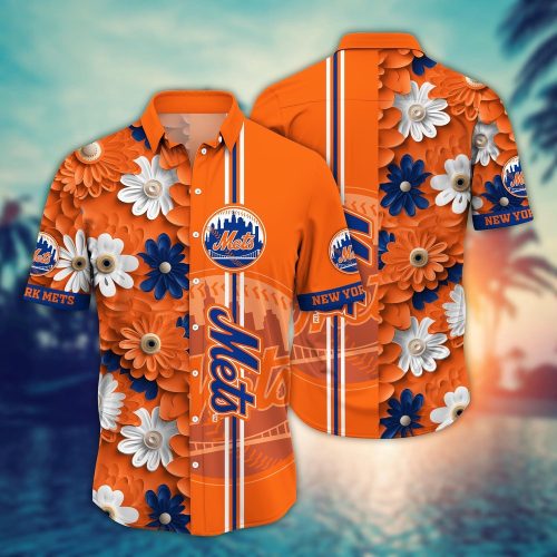 MLB New York Mets Hawaiian Shirt: Floral Finesse for Sports Fans