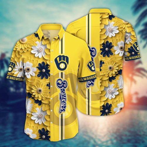 MLB Milwaukee Brewers Hawaiian Shirt - Floral Finesse for Sports Fans