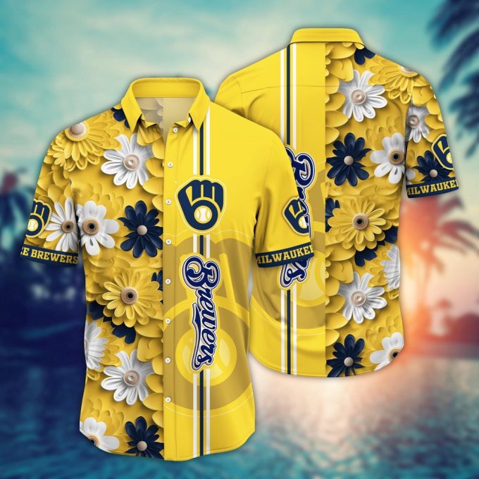 MLB Milwaukee Brewers Hawaiian Shirt – Floral Finesse for Sports Fans