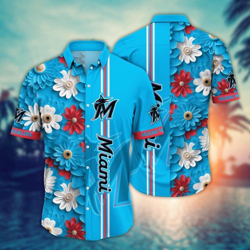 MLB Miami Marlins Hawaiian Shirt: Floral Finesse for Sports Fans