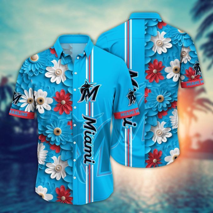 MLB Miami Marlins Hawaiian Shirt: Floral Finesse for Sports Fans
