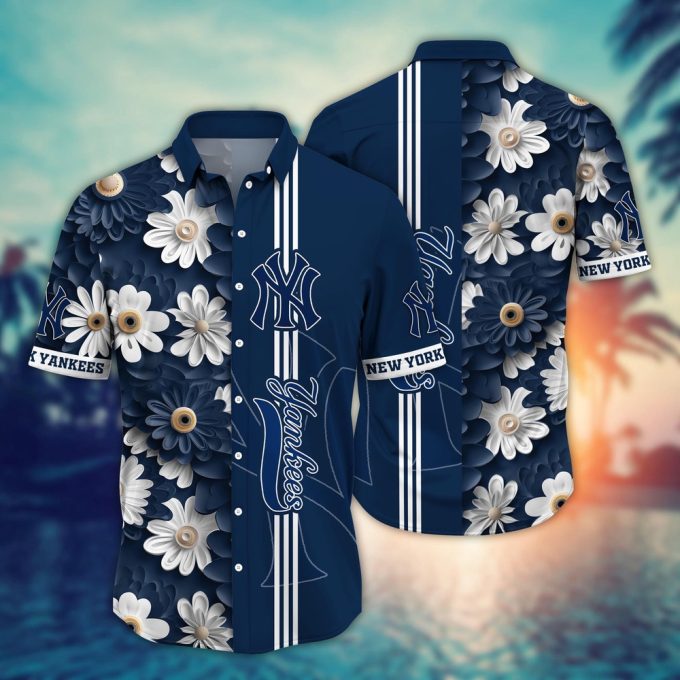 MLB New York Yankees Hawaiian Shirt: Floral Finesse for Sports Fans