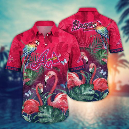 MLB Atlanta Braves Hawaiian Shirt: Pink Crane Pattern for Fans