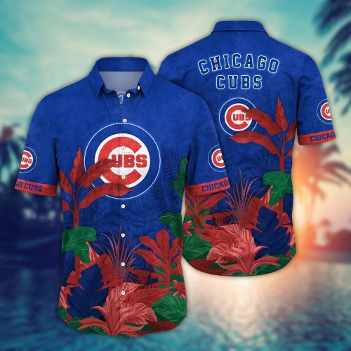 MLB Chicago Cubs Hawaiian Shirt: Flower & Tropical Trees Pattern - Perfect for Fans!