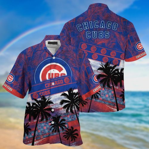 MLB Chicago Cubs Hawaiian Shirt with Palm Tree Pattern - Perfect for Fans!