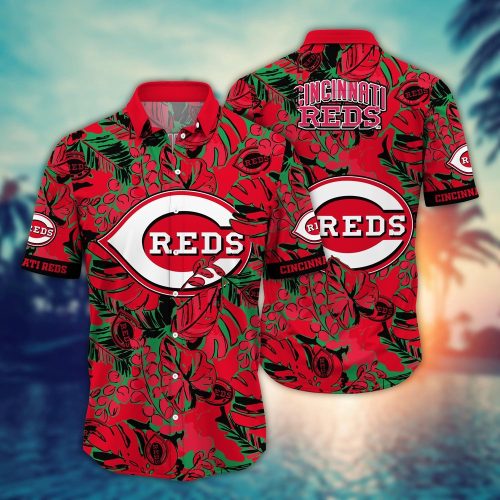 MLB Cincinnati Reds Hawaiian Shirt: Fan Paradise with Flower & Palm Tree Design