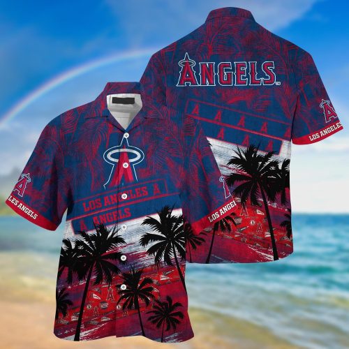 MLB Los Angeles Angels Hawaiian Shirt with Palm Tree Pattern for Fans - Sports Gear