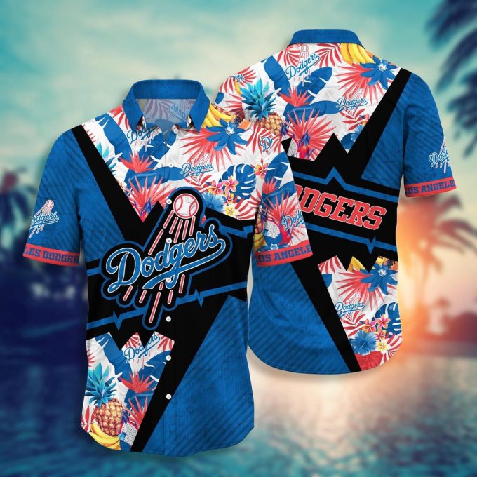 MLB Los Angeles Dodgers Hawaiian Shirt: Sunset Flower Swing for Fans