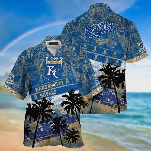 Kansas City Royals Hawaiian Shirt: Palm Tree Pattern for Fans of MLB Sports