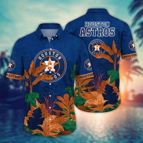 MLB Houston Astros Hawaiian Shirt: Tropical Trees Pattern for Fans