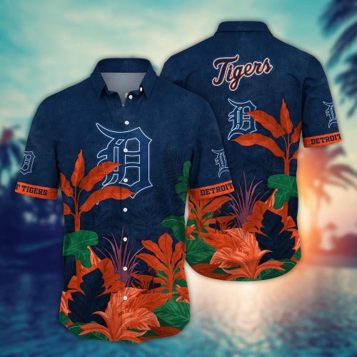 MLB Detroit Tigers Hawaiian Shirt: Flower Tropical Trees Pattern - Perfect for Fans