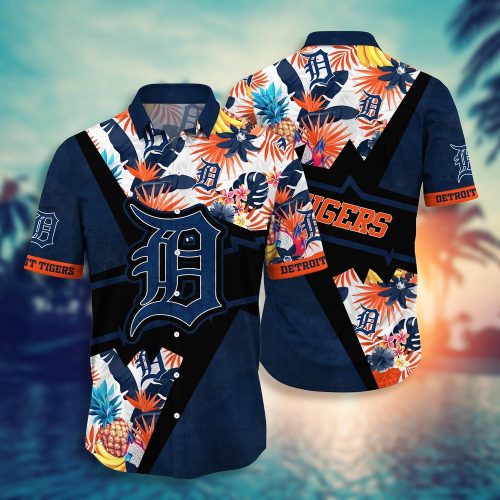 MLB Detroit Tigers Hawaiian Shirt: Sunset Flower Swing for Fans