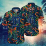 MLB Detroit Tigers Hawaiian Shirt: Fan Paradise with Flower & Palm Tree Design