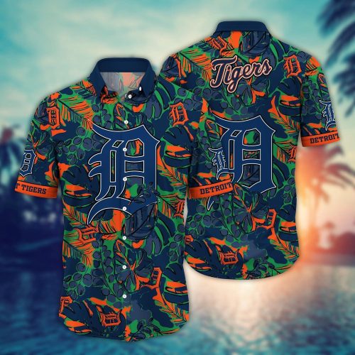 MLB Detroit Tigers Hawaiian Shirt: Fan Paradise with Flower & Palm Tree Design