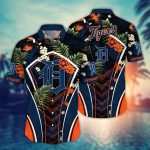 MLB Detroit Tigers Hawaiian Shirt: Flower Strike Pose for Fans