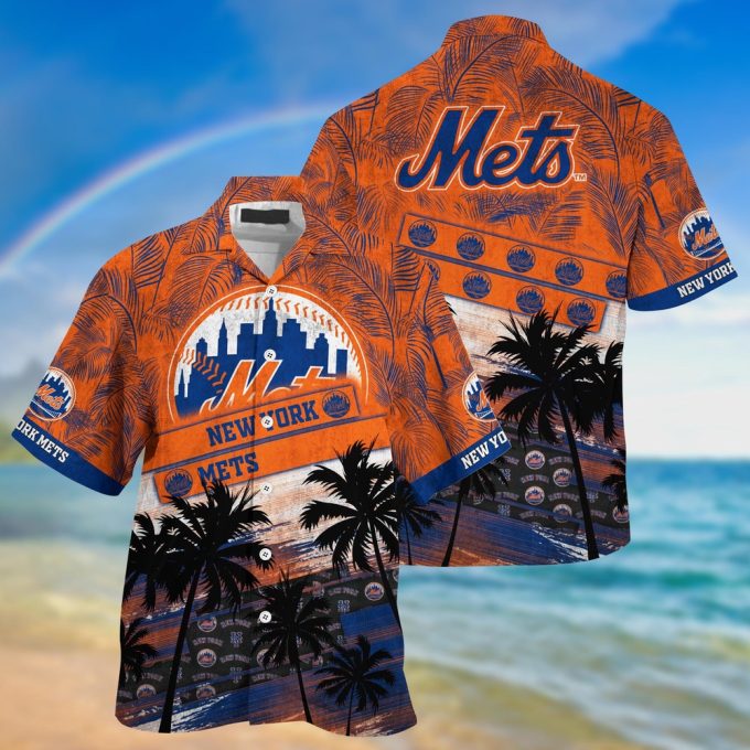 MLB New York Mets Hawaiian Shirt with Palm Tree Pattern – Perfect for Fans of the Sports Team