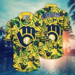MLB Milwaukee Brewers Hawaiian Shirt: Fan Paradise with Flowers & Palm Trees