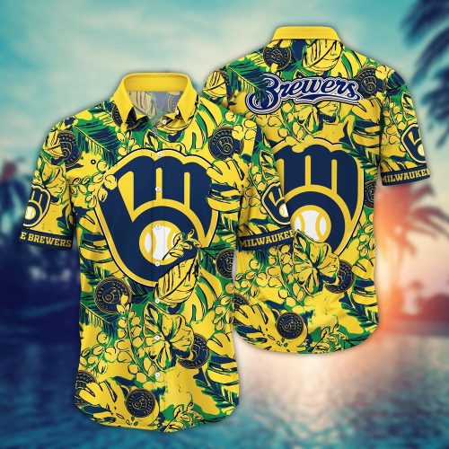 MLB Milwaukee Brewers Hawaiian Shirt: Fan Paradise with Flowers & Palm Trees