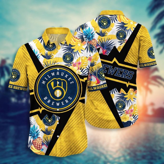 Milwaukee Brewers Hawaiian Shirt: Swing Into Sunset with Floral Design for Fans