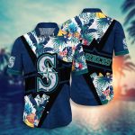 MLB Seattle Mariners Hawaiian Shirt Sunset Flower Design for Fans MLB Seattle Mariners Hawaiian Shirt Sunset Flower Design for Fans