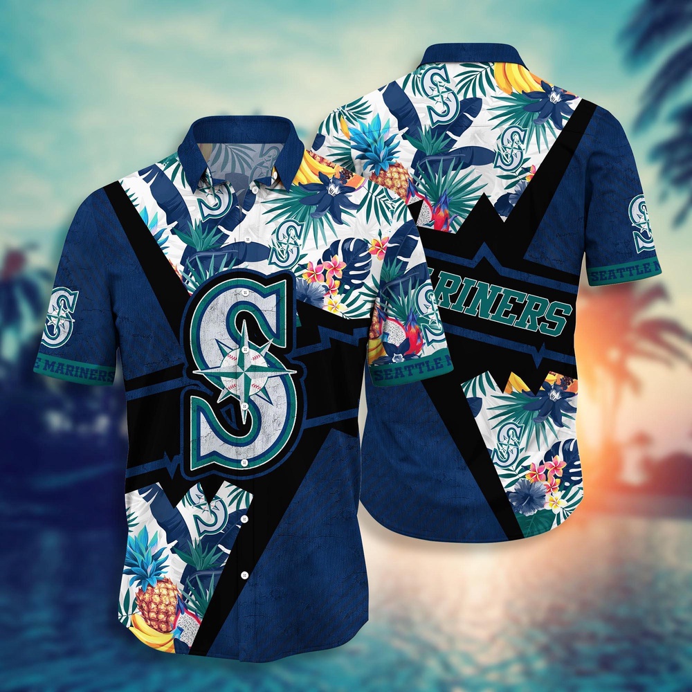 MLB Seattle Mariners Hawaiian Shirt Sunset Flower Design for Fans MLB Seattle Mariners Hawaiian Shirt Sunset Flower Design for Fans