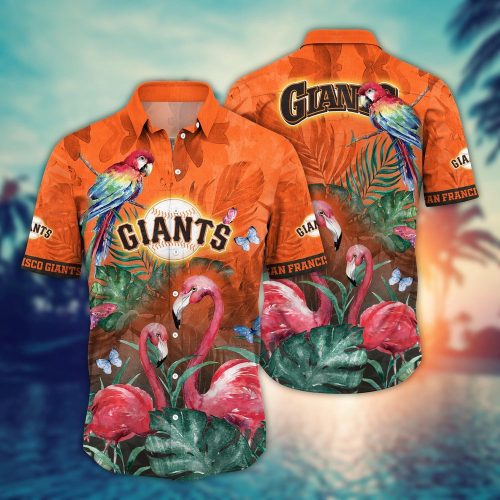 MLB San Francisco Giants Hawaiian Shirt: Pink Crane Pattern for Fans