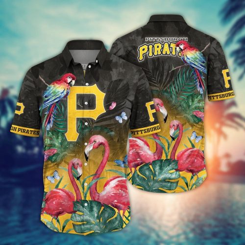 Pittsburgh Pirates Hawaiian Shirt: Pink Crane Pattern for Fans