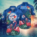 MLB Toronto Blue Jays Hawaiian Shirt: Pink Crane Pattern – Perfect for Fans!