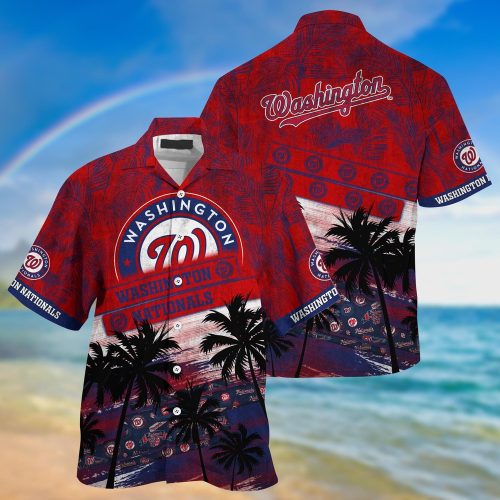 MLB Washington Nationals Hawaiian Shirt with Palm Tree Pattern - Perfect for Sports Fans