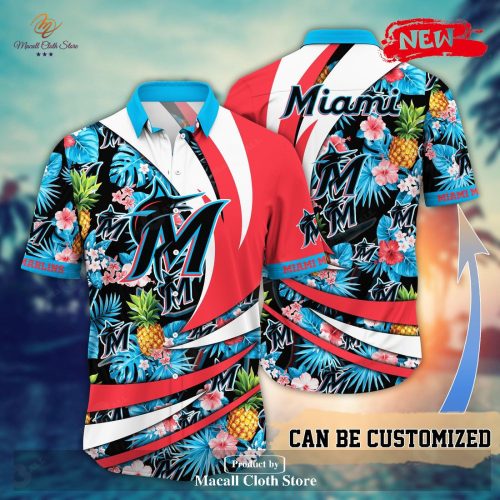 Custom Miami Marlins MLB Flower Pineapple Hawaiian Shirt - Perfect Gift for Sports Fans