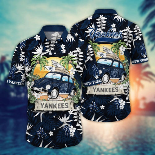 New York Yankees MLB Flower Hawaii Shirt & T-Shirt Set for Fans - Summer Football Shirts Gift