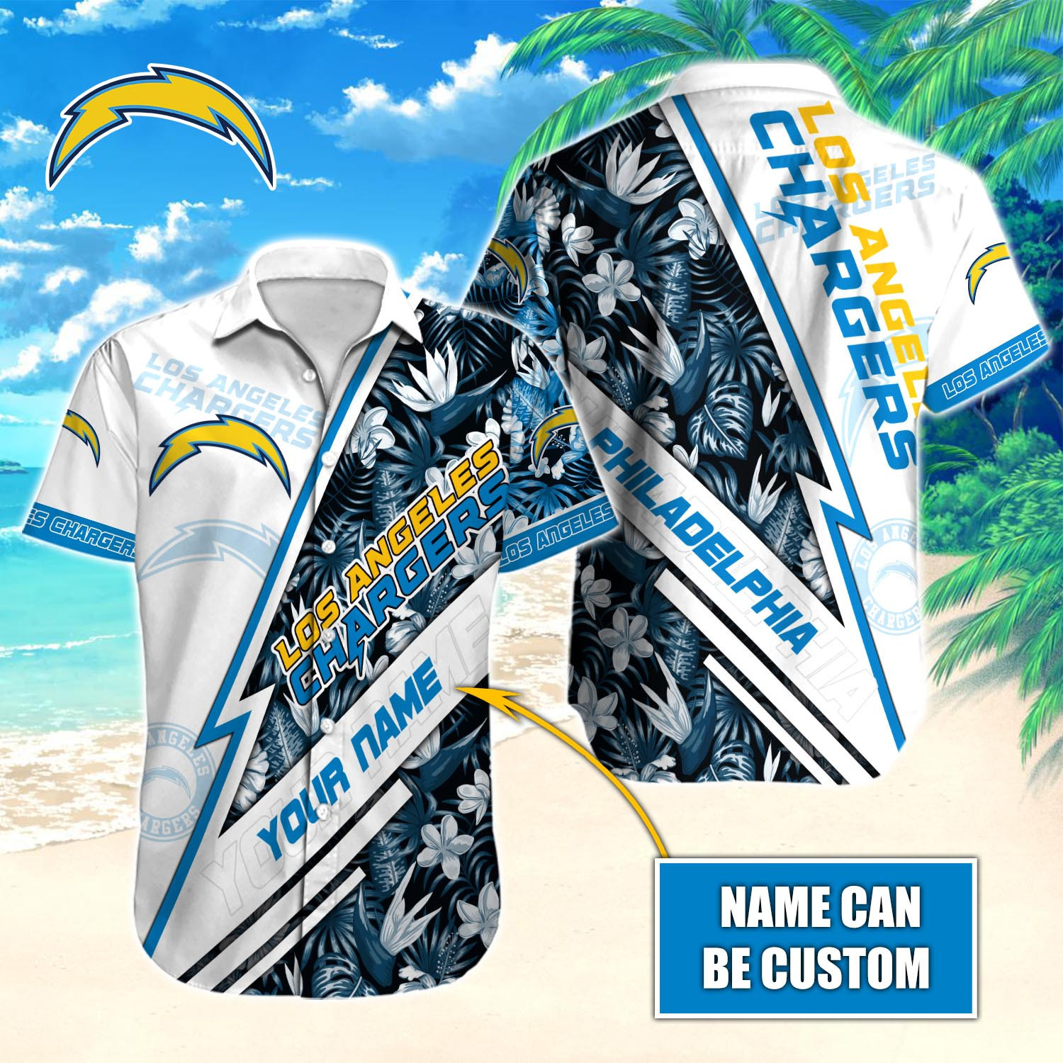 Los Angeles Chargers NFLHawaiian shirt Custom Gift Los Angeles Chargers NFLHawaiian shirt Custom Gift