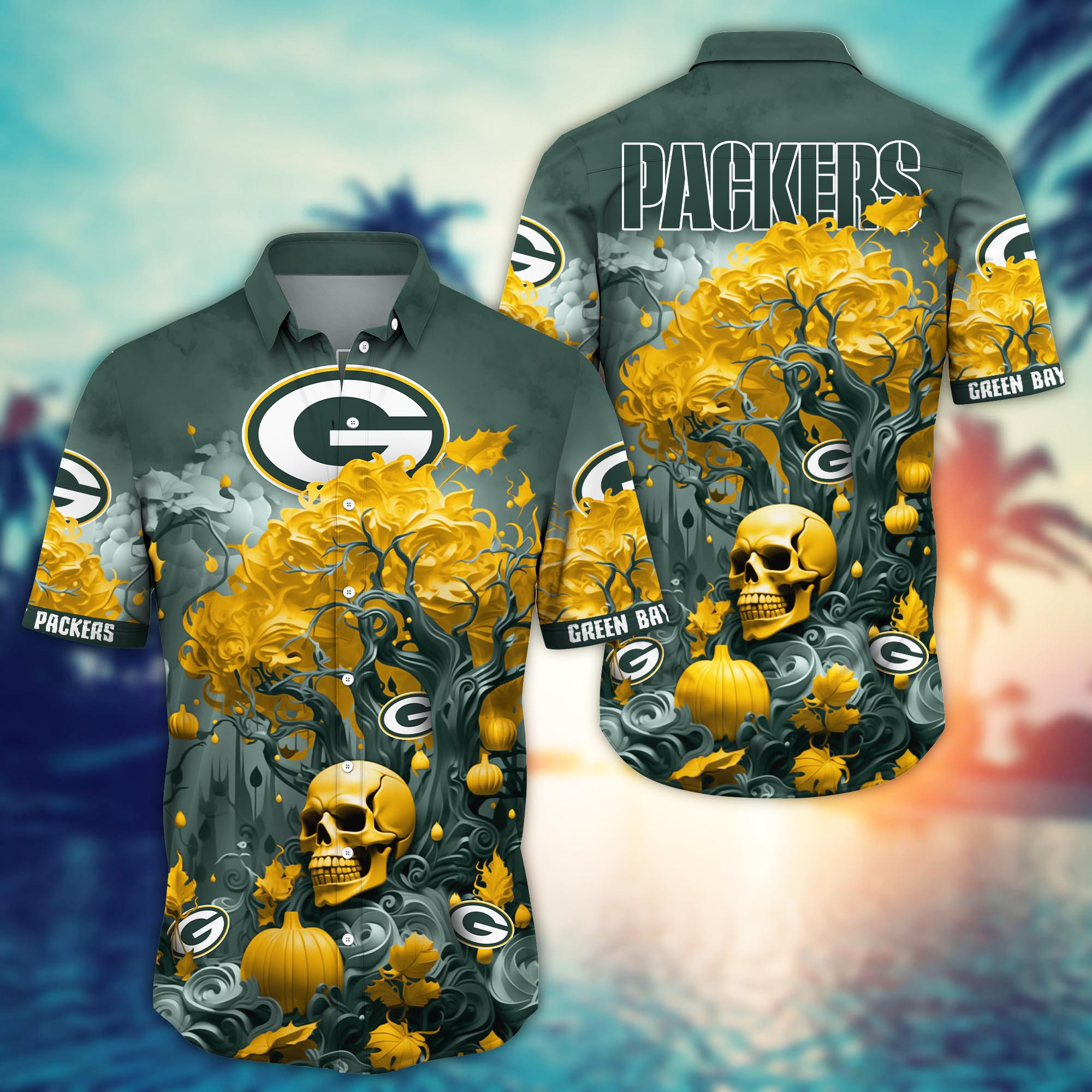 Green Bay Packers Skull Trending Hawaii Shirt New Arrivals Gift Green Bay Packers Skull Trending Hawaii Shirt New Arrivals Gift