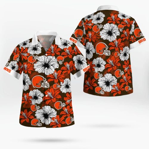 Cleveland Browns Flower Tropical Floral Aloha Hawaiian Shirt