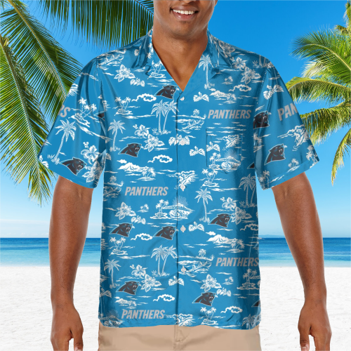 Carolina Panthers Tropical AOP Pocket Hawaiian Shirt