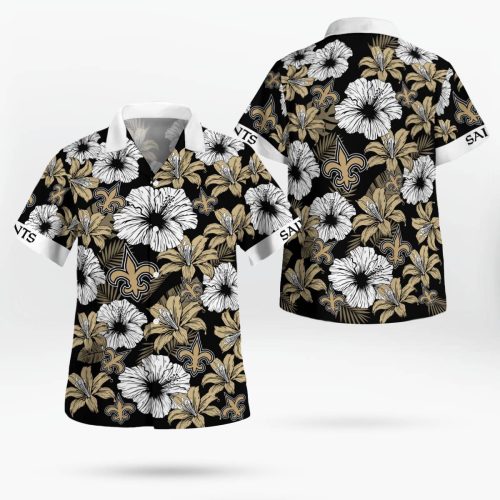 New Orleans Saints Flower Tropical Floral Aloha Hawaiian Shirt