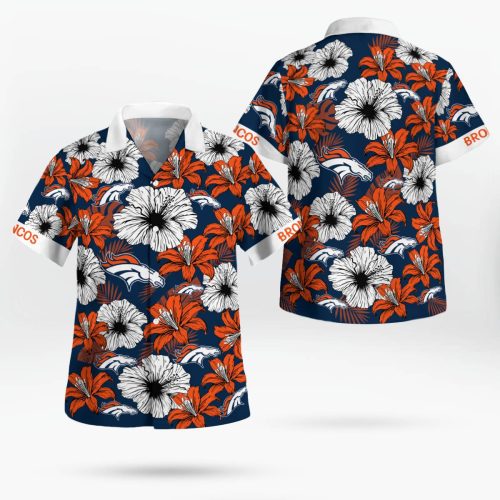 Denver Broncos Flower Tropical Floral Aloha Hawaiian Shirt