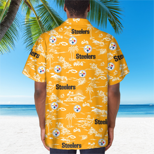 Pittsburgh Steelers Tropical AOP Pocket Hawaiian Shirt
