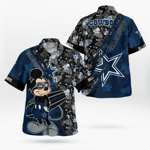 Dallas Cowboys Mickey Mouse Floral Short Sleeve Hawaii Shirt
