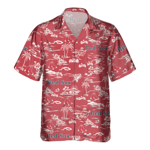 Official Boston Red Sox Tropical AOP Pocket Hawaiian Shirt - Summer Style